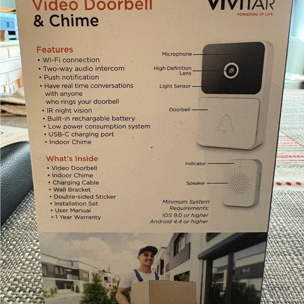 Vivitar White Video Doorbell & Chime